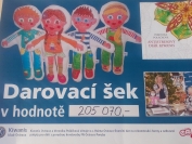 Slavnostní předání šeku z projektu Antistresového diáře Kiwanis
